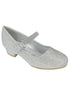 Lito Girls Silver Rhinestone Strap Mia Occasion Dress Shoes 11-6 Kids - SophiasStyle.com